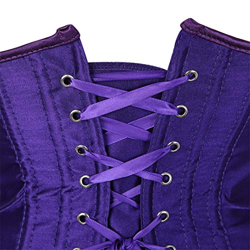 Zhitunemi Women's Satin Underbust Corset Bustier Waist Training Cincher Plus Size Corsets