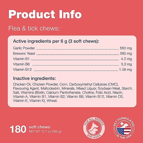 Flea and Tick Prevention for Dogs Chewables - Dog Flea Treatment Chews - Flea and Tick Chewables for Dogs - Dog Flea & Tick Control Soft Treats - Natural Prevention - Dog Immune Support Supplement