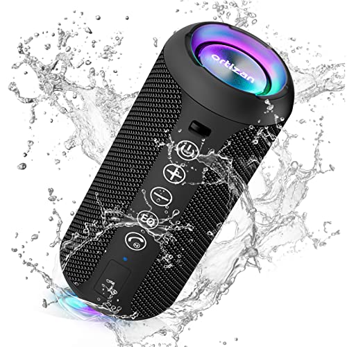 Ortizan Portable Bluetooth Speakers, IPX7 Waterproof Wireless Speaker with 24W Loud Stereo Sound, Deep Bass, Bluetooth 5.3, RGB Lights, Dual Pairing, 30H Playtime for Home, Outdoor, Party