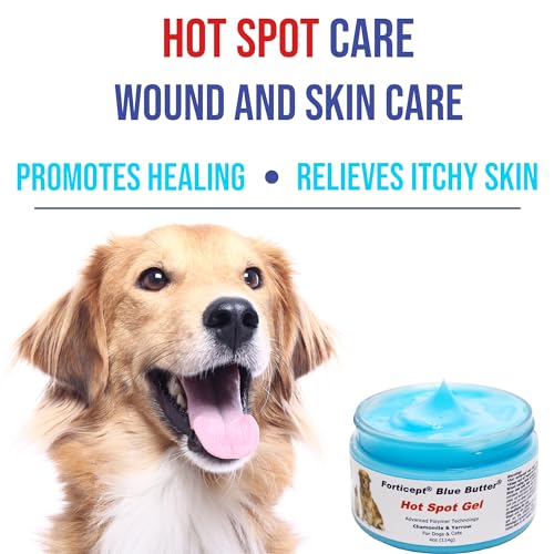 Forticept Blue Butter – Hot Spot Treatment for Dogs & Cats | Dog Wound Care | Skin Yeast Infections, Ringworm, Cuts, Rashes, First Aid Veterinary Strength Topical Ointment 4oz