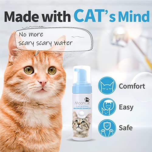 Mooncat Waterless Cat Shampoo, Licking Safe Dry Shampoo, No Rinse Foam Cat Bath, Grooming for Cat, Kitten Sensitive Skin, Dander Reducing, Paraben Free, pH Balanced (5 oz) Shampoo ONLY