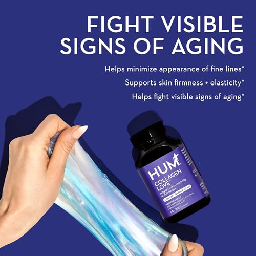 HUM Collagen Love Skin Supplement - Collagen Peptides w/Hyaluronic Acid & Vitamin C, Supports Firm Skin & Helps Minimize Signs of Aging - Skin Supplements for Women and Men (90 Capsules)