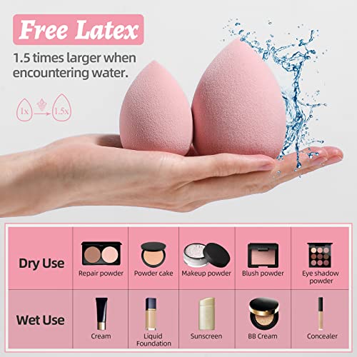 Makeup Sponge Set BS-MALL Blender Sponges 7 Pcs for Liquid, Cream, and Powder, Multi-colored with 1 Mini Makeup Sponge Pink (A-Pink)