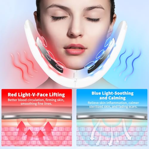 Double Chin Machine, 6 Modes and 12 Intensity Levels Face Massage, Intelligent Lifting Firming Saggy Skin Tightening Machine for Women Skin Care