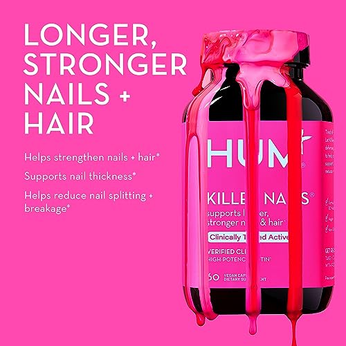 HUM Killer Nails - Supports Longer, Stronger Nails & Hair - Highly Potent Vegan Biotin for Growth & Health (60 Capsules)