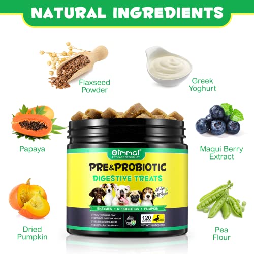 Probiotics for Dogs,Dog Probiotics for Dogs Digestive Enzymes, Gut Health,Itchy Skin, Allergies, Yeast Balance,Immune System and Overall Health Supports,120 Soft Chews,Perking Duck Flavor