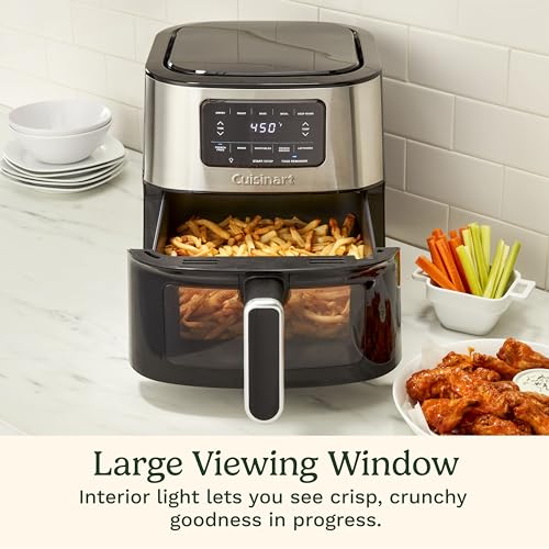 Cuisinart Air Fryer Oven – 6-Qt Basket Stainless Steel Air Fryer – Dishwasher-Safe Parts with 5 Presets – Roast, Bake, Broil, Air Fry and Keep Warm – Quick & Easy Meals – AIR-200