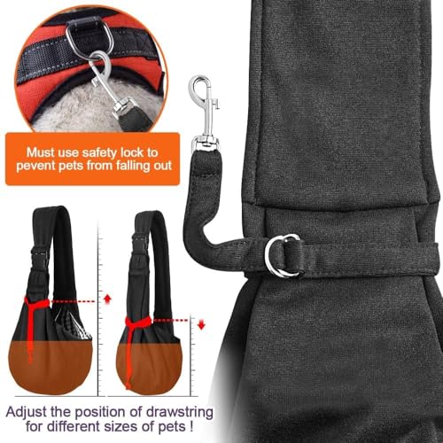 Tomkas Small Dog Sling Carrier - Adjust. Strap & Zip Pocket - Suitable for Puppies (Black)