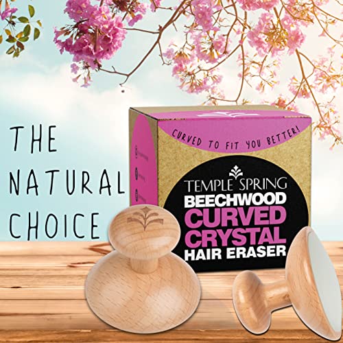 Temple Spring Curved Crystal Hair Eraser - Magic Crystal Hair Remover Stone for Legs, Back and Body - Exfoliating Painless Hair Removal for Silky Smooth Skin - Beechwood