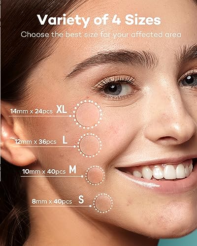 Acne Patch Pimple Patch, 4 Sizes 140 Patches Acne Absorbing Cover Patch, Hydrocolloid Invisible Acne Patches For Face Zit Patch Acne Dots Tea Tree, Calendula Oil