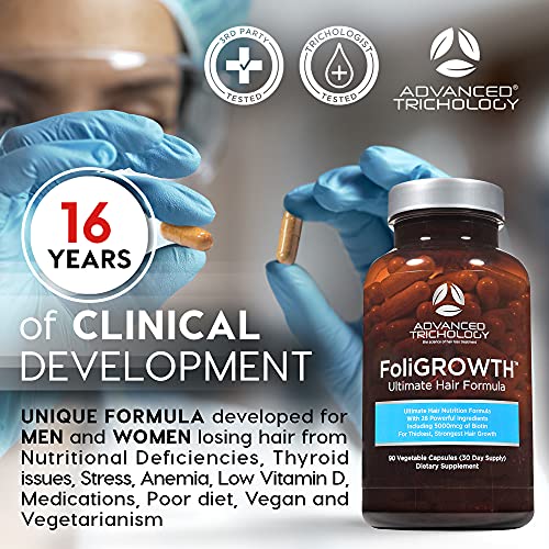 Advanced Trichology FoliGROWTH Hair Growth Supplement for Thicker Fuller Hair, Approved by the American Hair Loss Association, Backed by 20 Years of Experience in Hair Loss Treatment Clinics