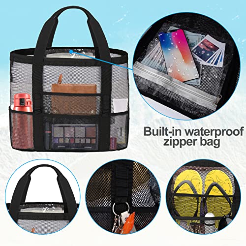 Mesh Beach Bags for Women - Plus Waterproof Sandproof Tote Bag