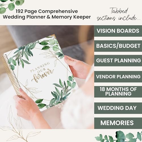 bloom daily planners Hard Cover Complete Wedding Day Planner Bridal Journal & Organizer (Undated) - 9" x 11" - Planning Our Forever