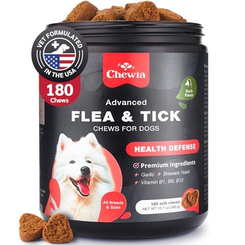 Flea and Tick Prevention for Dogs Chewables - Dog Flea Treatment Chews - Flea and Tick Chewables for Dogs - Dog Flea & Tick Control Soft Treats - Natural Prevention - Dog Immune Support Supplement