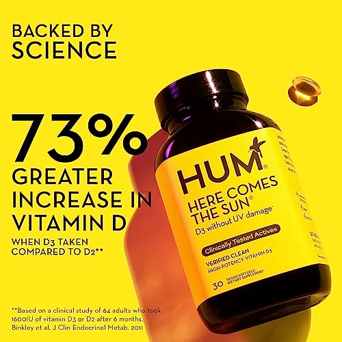 HUM Here Comes The Sun - Immune Supplement with Vitamin D & Calcium for a Healthy Immune System - Supports Radiant Skin, Mood + Bone Health (1 Month Supply)