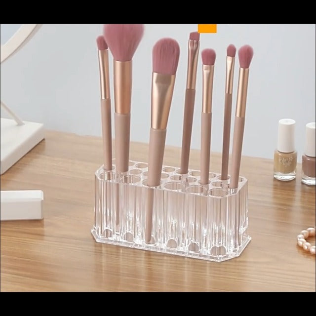 Acrylic Makeup Brush Holder Organizer, Clear Brushes Beauty Organizers and Cosmetic Display Storage Box for Vanity Desktop Bathroom Countertop