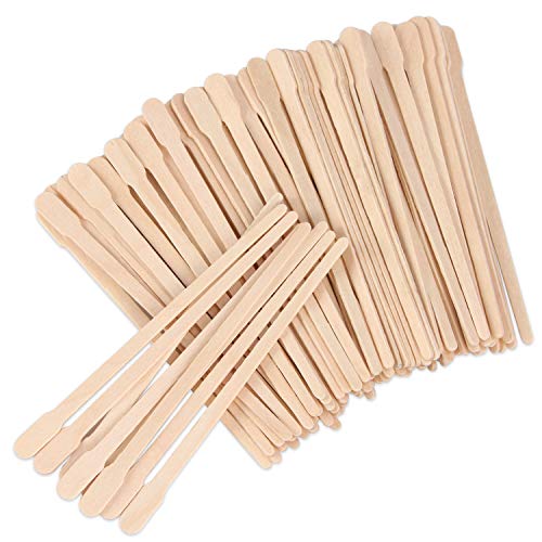 JANYUN 200 Pcs Eyebrow Wax Sticks, Waxing Sticks Applicator, Wood Craft Wax Spatulas for Hair Removal Face Leg Facial Eyebrow Small Sticks or Wood Craft Sticks (With Handle)