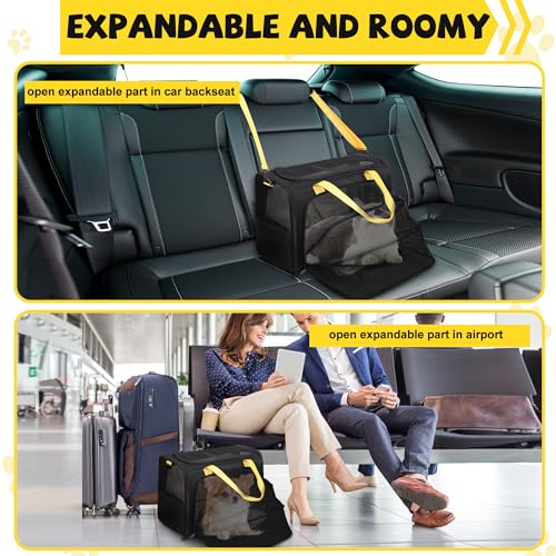 19 x 13.5 x 9.5 TSA Approved Large pet Carrier for cat and Small Dog up to 12-15 lbs,Turn Down to Under-seat for Southwest Allegiant and Other Airlines Have 9'' or 9.5'' Height Space.