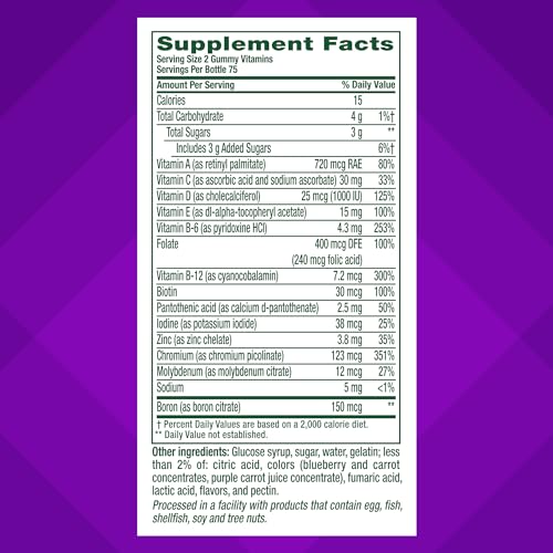 vitafusion Adult Gummy Vitamins for Men, Berry Flavored Daily Multivitamins for Men With Vitamins A, C, D, E, B6 and B12, America’s Number 1 Gummy Vitamin Brand, 75 Day Supply, 150 Count