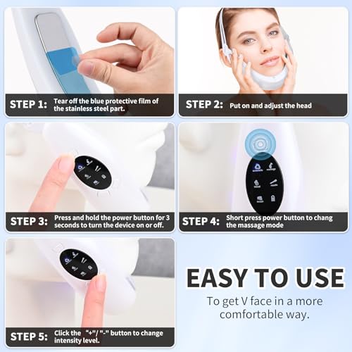 Double Chin Machine, 6 Modes and 12 Intensity Levels Face Massage, Intelligent Lifting Firming Saggy Skin Tightening Machine for Women Skin Care