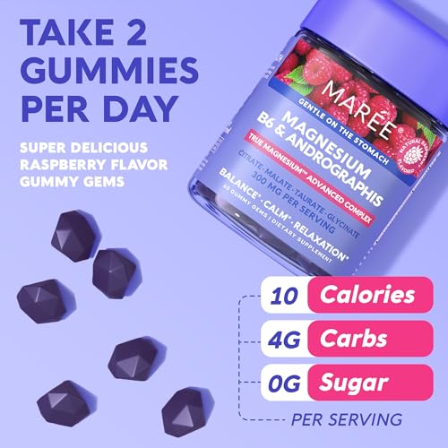 MAREE Magnesium Gummies for Calm & Relax - Vitamin D3, K2 & B6 Complex with Magnesium Glycinate, Citrate, Taurate & Malate for Immune System Support