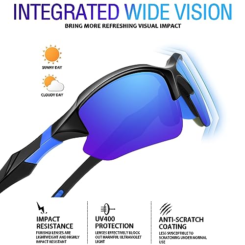 Sports Polarized Sunglasses for Men Cycling Running Fishing UV Protection Sun Glasses Lightweight Half Frame Goggles