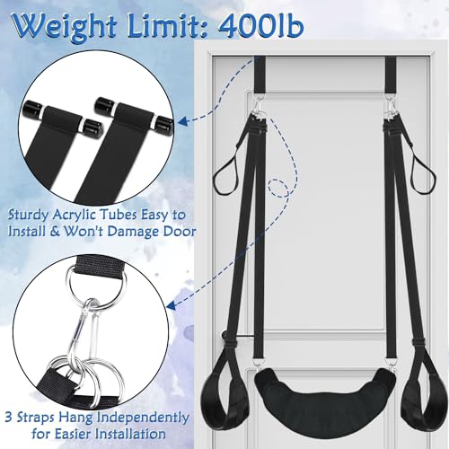 Sex Swing Bondage Restraints BDSM Toys, Selver 2 in 1 Door Sex Swing & Thigh Sex Sling with Adjustable Straps, Couples Sex Toys BDSM Kit with Leather Plush Cushion, Couples Bondage Gear & Accessories