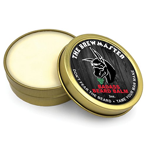 Badass Beard Care Beard Balm For Men - The Brewmaster Scent, 2 oz - Natural Ingredients, Soften Hair, Hydrate Skin to Get Rid of Itch and Dandruff, Promote Healthy Growth