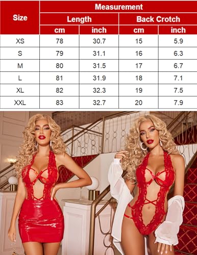 Avidlove Women Deep V Halter Lingerie Teddy One Piece Bodysuit Lace Babydoll