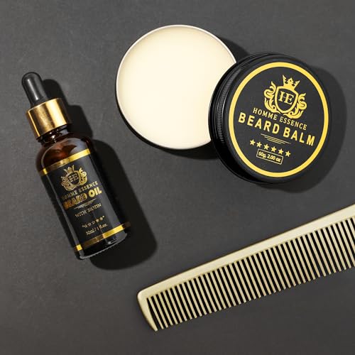 Luxury beard oil for men- Beard Growth Kit for men - Includes Beard Oil & Balm - Natural Ingredients, Sandalwood Scent - Nourish, Condition, Soften Facial Hair