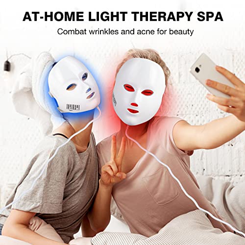 NEWKEY Red Blue Light Therapy for Face, LED Face Mask Light Therapy for Acne Wrinkles, LED Light Therapy Facial Photon Mask, Korea PDT Technology for Wrinkles I Acne Treatment