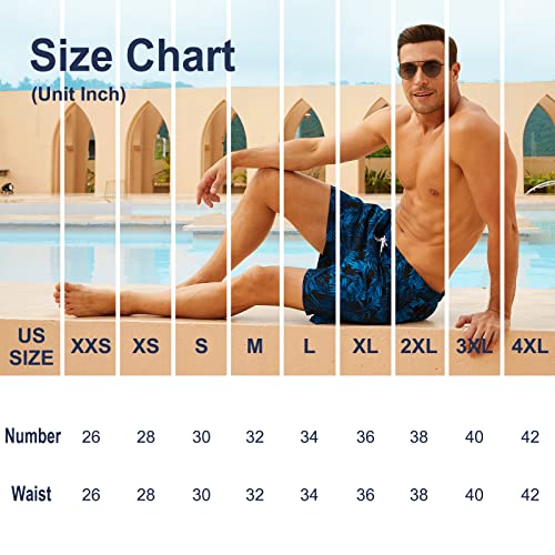 BRISIRA Mens Swim Trunks 5 Inch Bathing Suit Compression Liner Beach Swim Shorts Swimwear Stretch Quick Dry Zipper Pocket