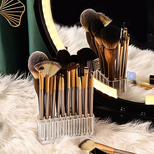 Acrylic Makeup Brush Holder Organizer, Clear Brushes Beauty Organizers and Cosmetic Display Storage Box for Vanity Desktop Bathroom Countertop