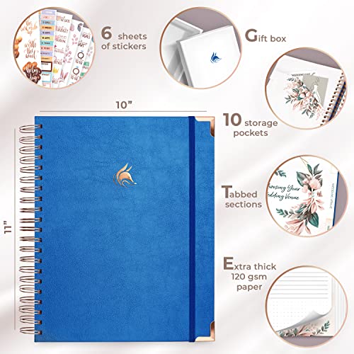 Clever Fox Wedding Planner – Wedding Book & Organizer for the Bride – Wedding Planning Binder with Pockets, Tips & Checklists – Wedding Notebook – Engagements Gift – 25.5x28cm (Mystic Blue)