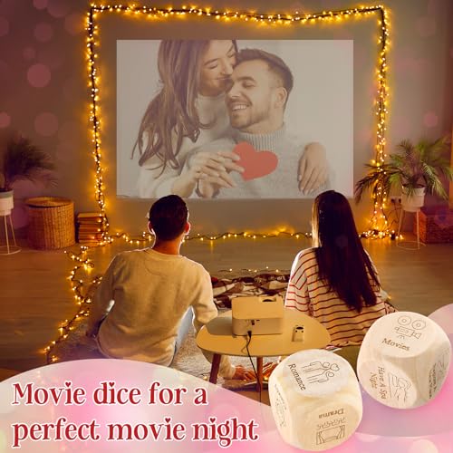 7 Pcs Funny Date Night Dice for Couples, Night Dating Couples Gifts for Anniversary, Wooden Date Dice Valentine's Day Couple Gifts for Him Her, Date Night Activities Ideas