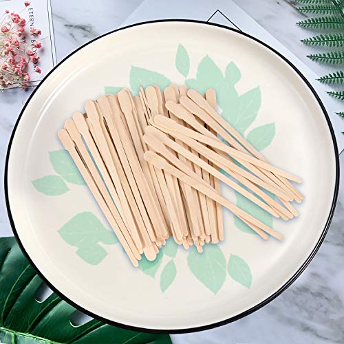 JANYUN 200 Pcs Eyebrow Wax Sticks, Waxing Sticks Applicator, Wood Craft Wax Spatulas for Hair Removal Face Leg Facial Eyebrow Small Sticks or Wood Craft Sticks (With Handle)