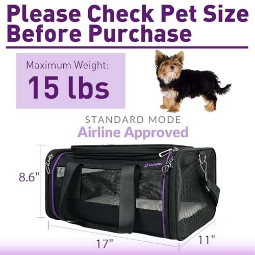 Pet Carrier - Airline Approved Cat and Dog Carrier for Small Dogs, Medium Dogs - Durable Dog Travel Bag, Expandable, Comfortable, Fits Major Airlines