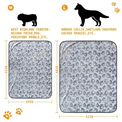 Fleece Blanket for Small Medium Dogs - Washable Puppy Blanket with Cute Paw Print for Bed Couch Protection