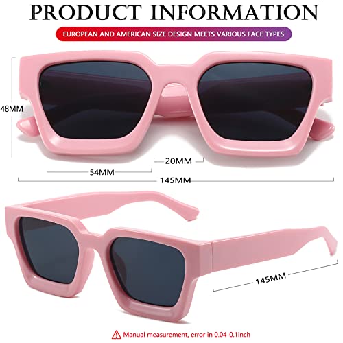 AIEYEZO Square Sunglasses for Women Men Square Thick Frame Sun Glasses Simple Designer Style Shades