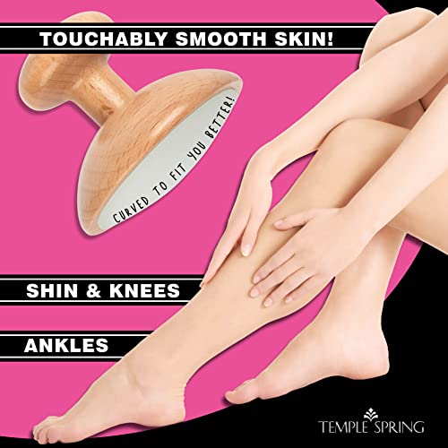 Temple Spring Curved Crystal Hair Eraser - Magic Crystal Hair Remover Stone for Legs, Back and Body - Exfoliating Painless Hair Removal for Silky Smooth Skin - Beechwood