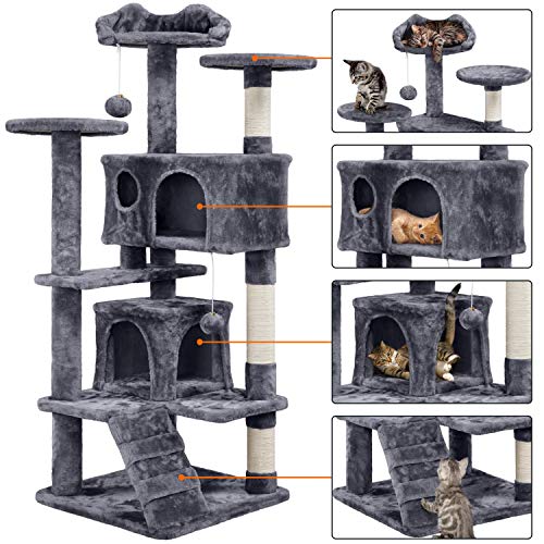 Yaheetech 54in Cat Tree Tower Condo Furniture Scratch Post for Kittens Pet House Play