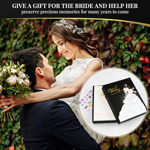 JUBTIC Wedding Planner Book and Organizer for the Bride - Engagement Gift for Newly Engaged Couples Wedding Notebook Wedding Planning Book Binder With 5 Tabbed Sections,Stickers and Gift Box - White