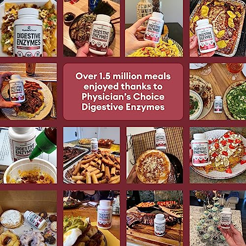 Physician's CHOICE Digestive Enzymes - Multi Enzymes, Organic Prebiotics & Probiotics for Digestive Health & Gut Health - Meal Time Discomfort Relief & Bloating - Dual Action Approach - 60 CT