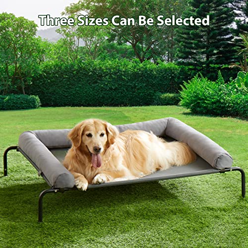 Large Elevated Cooling Dog Bed,Raised Dog Cots Beds for Large Dogs,Outdoor Dog Bed for Large Dogs,Chew Proof Portable Cooling Pet Cot Skid-Resistant Feet,Frame with Breathable Mesh