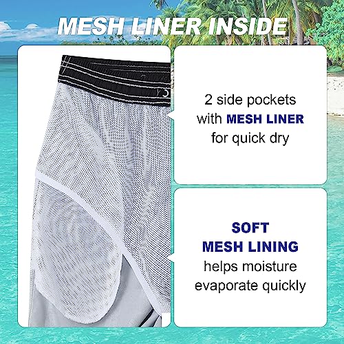 Mens Swim Trunks Quick Dry Board Shorts with Mesh Lining, Breathable Fit Hawaii Beach Shorts Swimwear Bathing Suits