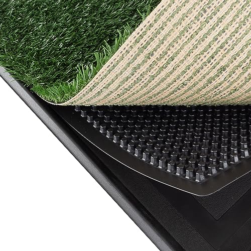 Artificial Grass Puppy Pee Pad for Dogs and Small Pets - 20x25 Reusable 3-Layer Training Potty Pad with Tray - Dog Housebreaking Supplies by PETMAKER