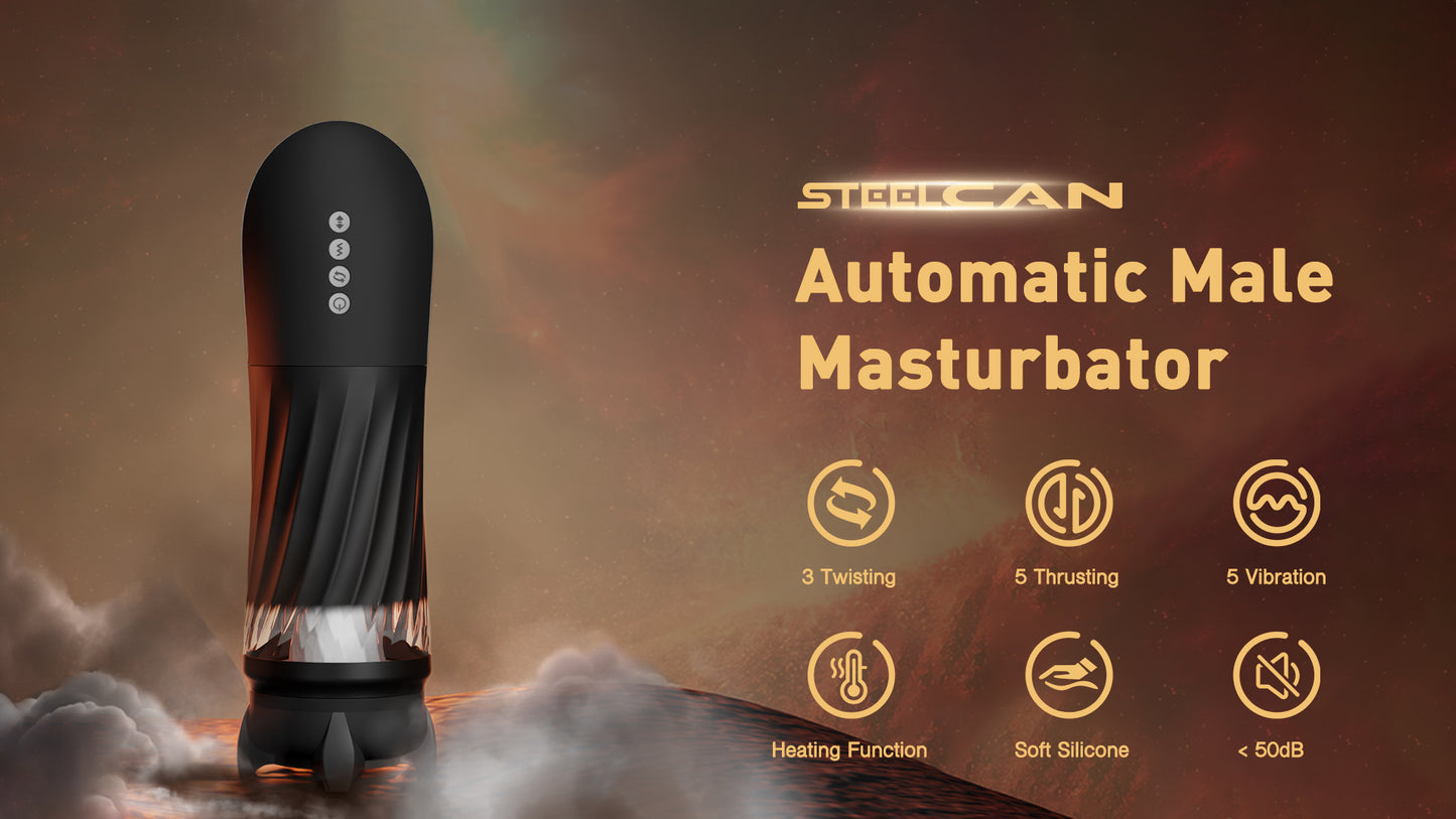 Tracy's Dog Automatic Male Masturbator, Adult Sex Toys for Men with 3 Twisting and 5 Thrusting Vibration Modes, Hands-Free Heating Male Vibrating Stroker for Men Guy Pleasure, Steelcan