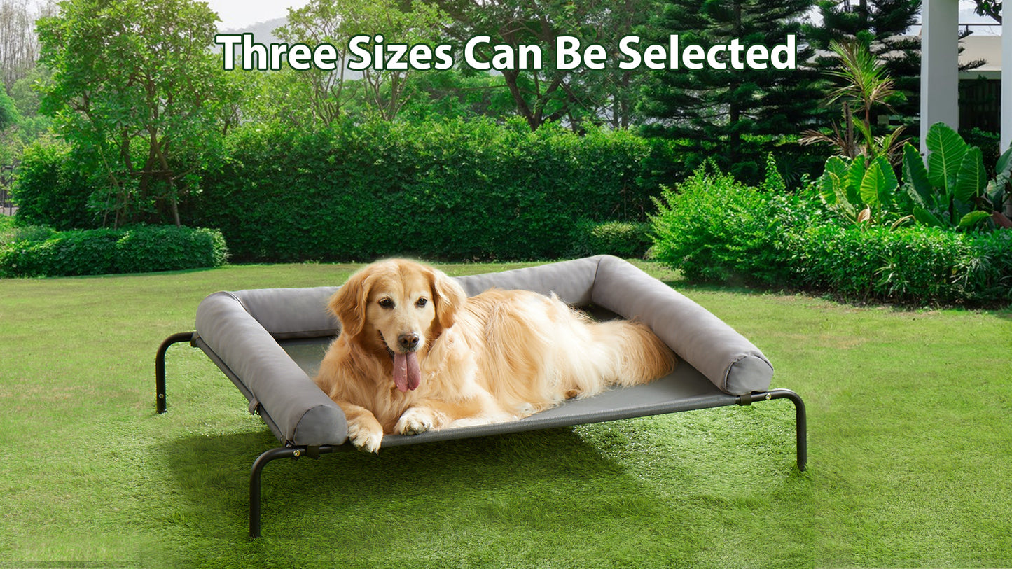 Large Elevated Cooling Dog Bed,Raised Dog Cots Beds for Large Dogs,Outdoor Dog Bed for Large Dogs,Chew Proof Portable Cooling Pet Cot Skid-Resistant Feet,Frame with Breathable Mesh