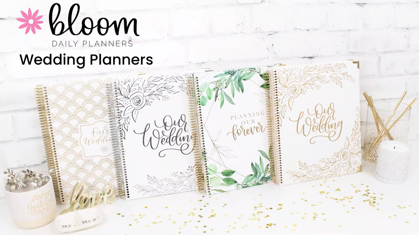 bloom daily planners Hard Cover Complete Wedding Day Planner Bridal Journal & Organizer (Undated) - 9" x 11" - Planning Our Forever